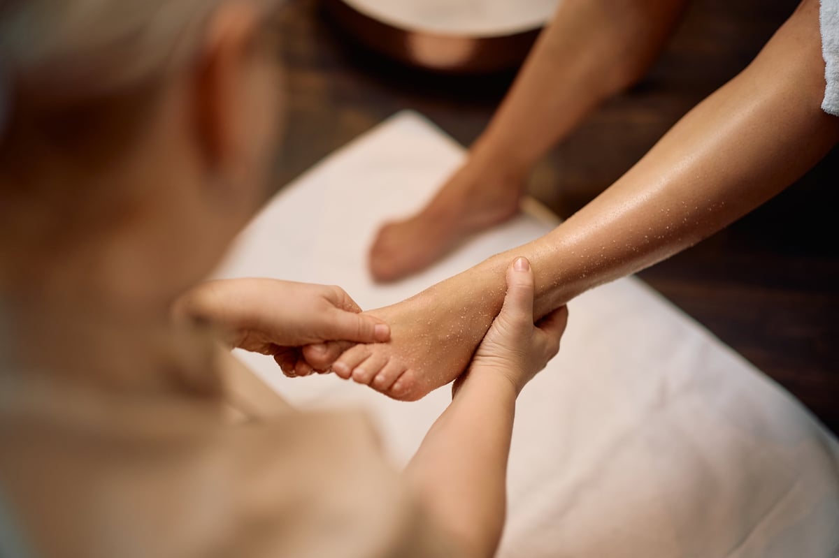 Relaxing foot massage during a classic pedicure